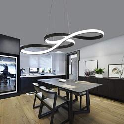 LED Pendant Light Dimmable Modern Chandelier Ceiling Fixture Adjustable Pendant Lighting Living Dining Room Ceiling Hanging Lights Kitchen Island Ceiling Fixture Hanging lamp 40W I 75cm (Black)