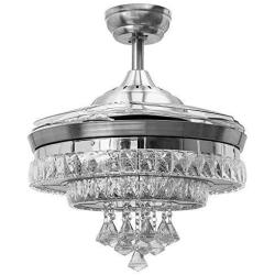 Sweety House 42''Luxury Crystal Ceiling Fan Chandelier with Remote Control LED Lights and Three-Speed Stealth Fan Blade Silent Motor Lighting Chandelier (42 inches-Style 1) (42''Luxury Crystal)