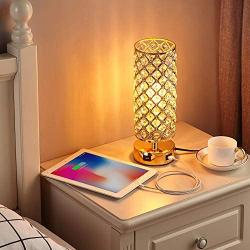 Gold Touch Lamp Set of 2, USB Lamp Sets with Dual USB Ports, Light Gold Bedside Lamp Small Table Lamps for Nightstand, Bedroom, Living Room(Included 2 Bulbs)