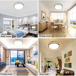 W-LITE 30W Dimmable LED Flush Mount Ceiling Light Fixture with Remote-14 Inch Round Ceiling Lighting for Living Room/Kitchen/Bedroom/Dining Room, 3 Light Color Changeable