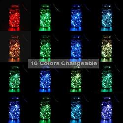 CYLAPEX 2 Set Color Changing Fairy Lights, Battery Operated Twinkle Lights with Remote, 16 Colors 50 LED on 16.4FT 4 Wires, 3AA Battery Powered String Lights for Bedroom Christmas Patio Waterproof