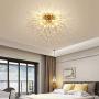 Garwarm Firework Chandeliers, 6-Lights Sputnik Ceiling Lamp Modern Semi Flush Mount Crystal Ceiling Lighting 24 Inch LED Ceiling Light Fixtures for Living Room Dining Room Gold, 4000K