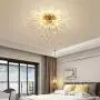 Garwarm Firework Chandeliers, 6-Lights Sputnik Ceiling Lamp Modern Semi Flush Mount Crystal Ceiling Lighting 24 Inch LED Ceiling Light Fixtures for Living Room Dining Room Gold, 4000K