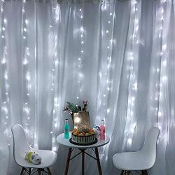 String Lights Curtain,USB Powered Fairy Lights for Bedroom Wall Party,8 Modes & IP64 Waterproof Ideal for Outdoor Thanksgiving Christmas Decorations (White,7.9Ft x 5.9Ft)