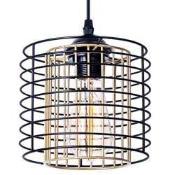 Kitchen Light Fixtures, UL Listed Pendant Lighting Gold Black Hanging Light Fixtures, Modern Metal E26 Cage Ceiling Lights Industrial Lighting for Kitchen Island Dining Room Bedroom Hallway Bar