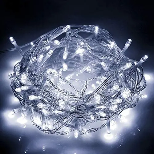 EMITEVER String Lights Indoor/Outdoor - Waterproof Ultrabright & Safe - 8 Modes Twinkle Lights 39FT 100LED, UL Plug in Christmas String Lights for Bedroom (Cold White)