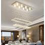 Moooni Modern Rectangular Crystal Chandelier Ceiling Lighting Fixture Raindrop Pendant Flush Mount Light Rectangle Chandeliers for Dining Rooms Kitchen L 47''x W 12''x H 31.5''