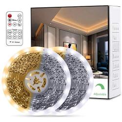 Tunable White LED Strip Light 65.6ft, 1680 LEDs Light Strips 3000K-6000K Dailylight Warm White Dimmable Tape Light, 2835 SMD LED Lights for Bedroom Kitchen Dorm TV Mirror Bar Under Cabinet Ceiling