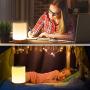 Table Lamp Touch Night Light - Portable Sensor Remote Control Bedside Lamps with Quick Rechargeable USB Dimmable Warm White Light 13 Colors RGB Table Lamp for Bedroom Living Room Office (Silver)