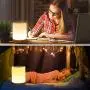 Table Lamp Touch Night Light - Portable Sensor Remote Control Bedside Lamps with Quick Rechargeable USB Dimmable Warm White Light 13 Colors RGB Table Lamp for Bedroom Living Room Office (Silver)