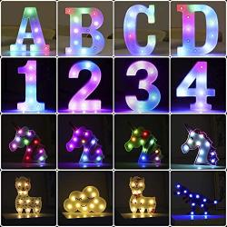 HYFILOD Alphabet Symbol Battery-Powered LED Colorful Decorative Night Light Childrens Gift Wedding Birthday Party Decoration (Letter K)