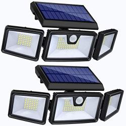 TonyEst Solar Lights Outdoor, Wide Angle 132 LED Solar Motion Sensor Lights Adjustable Waterproof Outdoor Security Lighting 6500K Solar Wall Light with 3 Modes, Bright Light for Yard Garage (2 Pack)
