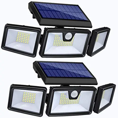 TonyEst Solar Lights Outdoor, Wide Angle 132 LED Solar Motion Sensor Lights Adjustable Waterproof Outdoor Security Lighting 6500K Solar Wall Light with 3 Modes, Bright Light for Yard Garage (2 Pack)