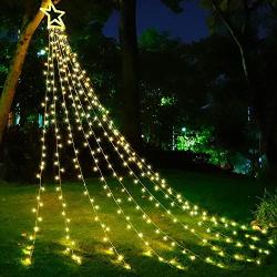 Outdoor Christmas Decorations Star Lights String,320 LED 16.4 ft Christmas Tree Lights , 8 Memory Lighting Modes&Timer Christmas Star Lights for Yard,Festival,Party,Christmas Decorations (Warm White)