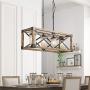 Farmhouse Chandelier, Kitchen Island Lighting with Glass Globes, 4-Light Rectangular Chandelier for Dining Room, 27.5” L