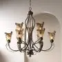 Amber Scroll Golden Bronze Silver Large Chandelier 35 1/2'' Wide Rustic Art Glass 9-Light Fixture for Dining Room House Foyer Kitchen Island Entryway Bedroom Living Room - Franklin Iron Works