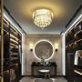 LED Crystal Ceiling Light Dining Room 11.8'' 3 Way Dimmable Contemporary Teardrop Crystal Chandelier 5 Tiers Flush Mount Close to Ceiling Lighting Bedroom Living Room Entryway(3000+4000+6000K)