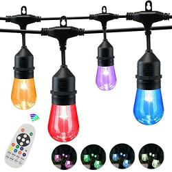 FMART RGB Outdoor String Lights, Outdoor Color Patio Lights and Dimmable, 24Ft Colorful String Lights with 7 Sockets, Waterproof Commercial Grade Heavy Duty String Light for Patio Porch Garden