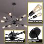 LIGHTESS Sputnik Pendant 10 Light Modern Sputnik Chandelier Light Vintage Black Semi Flush Mount Ceiling Light for Kitchen Living Room, E26 Base (Bulb Not Included)