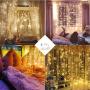 Curtain Lights, USB Copper Wire Curtain Light 3M 3M 300 LEDs Fairy Curtain Lights With 8 Modes Window Curtain String Remote Control Backdrop Lights for Bedroom Patio In/outdoor Decoration Warm White