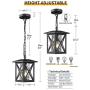 Beionxii Outdoor Pendant Light | Exterior Hanging Lantern Porch Pendant Lights, Sand Textured Black with Water Rippled Glass - A330H-1PK