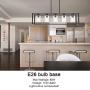 VINLUZ Modern Chandeliers Farmhouse Lighting 5 Lights Black with Clear Seedy Glass Shade Dining Room Light Fixtures Industrial Rustic Ceiling Hanging Pendant Lighting for Kitchen Island Foyer Bar