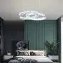 Modern 2 C Rings Crystal Chandelier Lighting LED Pendant Light Fixture Adjustable Stainless Steel Ceiling Hanging Lamp for Dinning Room Living Room Bedroom Kitchen (Cool White)