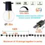 Newpow Outdoor String Lights 100ft with 60+3 (Spare) Dimmable Shatterproof Waterproof LED G40 Globe Bulbs - Clear Plastic, 1W 60LM 2200K Warm Glow for Indoor/Outdoor Decoration and Lighting