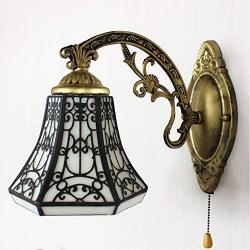 BAYCHEER Tiffany Style Glass Shade Vintage Wall Sconce Lamp Fixture Wall Light One Light for Kitchen Island Dining Room or Living Room, with Switch