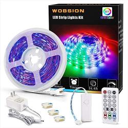 wobsion Color Changing Strip Lights, Room Lights Color Changing for Bedroom, 16.4ft 4096 DIY Colors Strip Lights with RF Remote, 12V Led Strip Lights Plug in, SMD 5050 LEDs,Light Decoration for Rooms