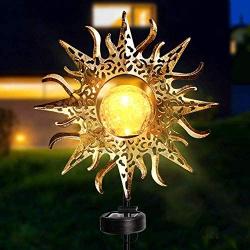 DOOGAXOO Sun Solar Lights Garden Outdoor,Waterproof Metal Decorative Stakes for Walkway,Yard,Lawn,Patio