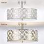 SOTTAE 12'' Luxurious Chrome Finished Glass Diffuser Semi Flush Mount Ceiling Light,Metal Hanging Fixture Lighting,Glass Diffuser Ceiling Lamp for Bedroom,Living Room,Kitchen, Hallway