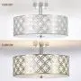 SOTTAE 12'' Luxurious Chrome Finished Glass Diffuser Semi Flush Mount Ceiling Light,Metal Hanging Fixture Lighting,Glass Diffuser Ceiling Lamp for Bedroom,Living Room,Kitchen, Hallway