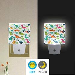 Vdsrup Cute Little Dinosaur Night Light Set of 2 Forest Tree Dino Dragon Plug-in LED Nightlights Auto Dusk-to-Dawn Sensor Lamp for Bedroom Bathroom Kitchen Hallway Stairs