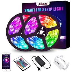 SOLMORE Smart WiFi LED Strip Lights Works with Alexa, Google Home 32.8ft RGB 5050 ,16 Million Colors Phone App Controlled Music Light Strip for Home, Kitchen, TV, Party