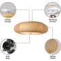 KWOKING Lighting Industrial Handmade Flush Mount Ceiling Light Loft Bamboo Rattan Lantern Light 3 Lights Vintage Hanging Light 19.69 inches