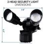Hyperikon LED Security Light with Motion Sensor, 2 Head Dusk to Dawn, 20 Watts, UL Listed, Black