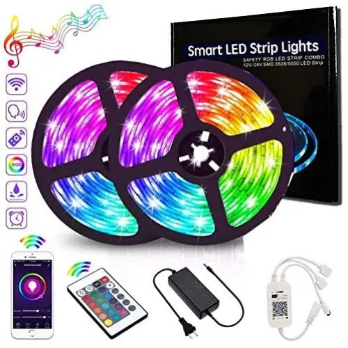 32.8ft/10M LED Strip Lights Maouywiee Led Lights Strip RGB LED Strip Music Sync Color Changing LED Strip Lights APP Bluetooth Control Remote LED Lights for Bedroom TV Room Party and Home Decoration