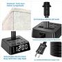 Table Lamp - Bedside Table Lamps with 4 USB Ports and Power Outlets, Alarm Clock Base w/ 6Ft Cord, Square Oatmeal Fabric Lampshade Modern Accent Nightstand Lamps for Bedrooms Living Room Office