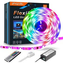 Led Strip Lights RGB Color Changing P511S 16.4ft 300 LEDs 5050 Color Changing Waterproof Flexible Led Lighting Kit with 44 Keys IR Remote Controller