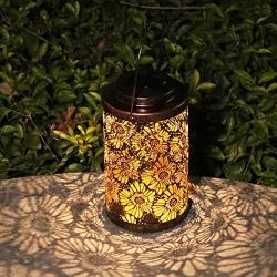 Afirst Solar Lanterns Outdoor Hanging Decorative Solar Lights Outdoor Metal Waterproof LED Table Lamp for Garden Patio Courtyard Lawn and Tabletop with Shadow Casting