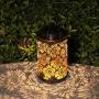 Afirst Solar Lanterns Outdoor Hanging Decorative Solar Lights Outdoor Metal Waterproof LED Table Lamp for Garden Patio Courtyard Lawn and Tabletop with Shadow Casting