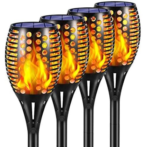 Ambaret Solar Lights Outdoor, Waterproof Flickering Flames Solar Torch Lights Outdoor Landscape Decoration Lights Dusk to Dawn Auto On/Off Security Dancing Flame Lighting for Patio Garden (4)