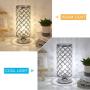 Crystal Table Lamps Set of 2, Modern Elegant Decorative Small Desk Light with Crystal Beads Hollowed Out Metal Lampshade and Base for Bedroom Living Room Kids Room