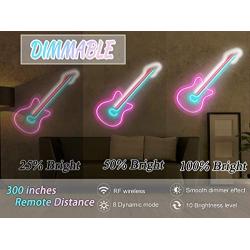 Neon Signs Guitar, Dimmable Neon Sign with Remote, Led Wall Sign for Cool Room Light, Wall Art, Bedroom Decor, Led Lights for Party and Holiday Decor: UL-Listed Power Adapter, 17.3'' by 6.3''