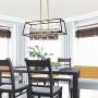 JINZO 31.5'' Rectangle Chandelier 5-Lights Black and Glod Farmhouse Dining Room Lighting Rustic Pendant Chandelier for Kitchen Island JINZO 31.5'' Rectangle Chandelier 5-Lights Black and Glod Farmhouse Dining Room Lighting Rustic Pendant Chandelier for Kitchen Island