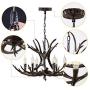 HUITICO Black Antler Chandelier, 6 Light Resin Faux Atler Chandeliers Vintage Style American Countryside Deer Horn Pendant Light Fixtures for Kitchen Island Restaurant Dining Room Cabin