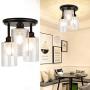 DLLT Industrial Semi Flush Mount Light Fixture, 3-Light Vintage Ceiling Light with Clear Seeded Glass Shade, Chandelier Lighting for Hallway, Kitchen, Dining Room, Entryway, Bedroom, E26 Base-Gold DLLT Industrial Semi Flush Mount Light Fixture, 3-Light Vintage Ceiling Light with Clear Seeded Glass Shade, Chandelier Lighting for Hallway, Kitchen, Dining Room, Entryway, Bedroom, E26 Base-Gold