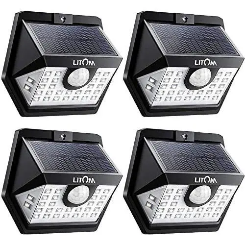 LITOM Solar Lights Outdoor, Wireless Motion Sensor Lights(White Light), 270°Wide Angle, IP65 Waterproof, Easy-to-install Security Lights for Front Door, Yard, Garage, Deck, Porch- Pack OF 4 LITOM Solar Lights Outdoor, Wireless Motion Sensor Lights(White Light), 270°Wide Angle, IP65 Waterproof, Easy-to-install Security Lights for Front Door, Yard, Garage, Deck, Porch- Pack OF 4
