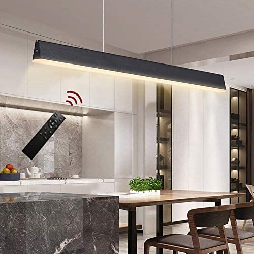 Phube Dimmable LED Pendant Lamp Minimalist Creative Ceiling Lamp Modern Linear Hanging Light Art Decorative Indoor Lighting Fixture for Dining Room Kitchen Office(Black-90cm)